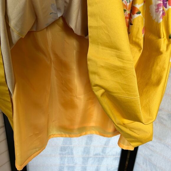 Evan Picone Dress Golden Yellow Floral Detail Strapless Sweetheart Neckline 14 - Picture 6 of 11